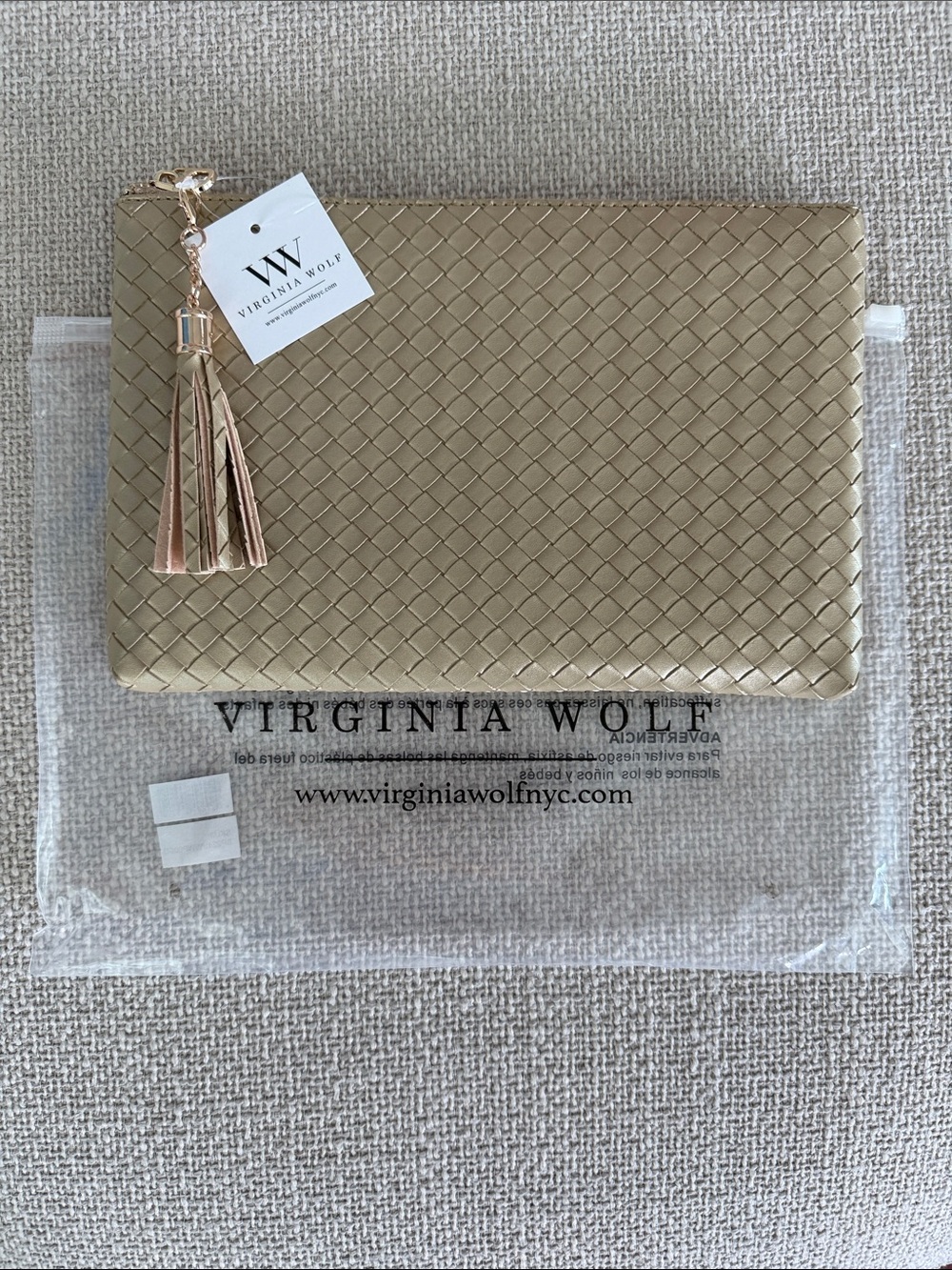BNNW Virginia Wolf Metallic Gold Faux Leather Clutch